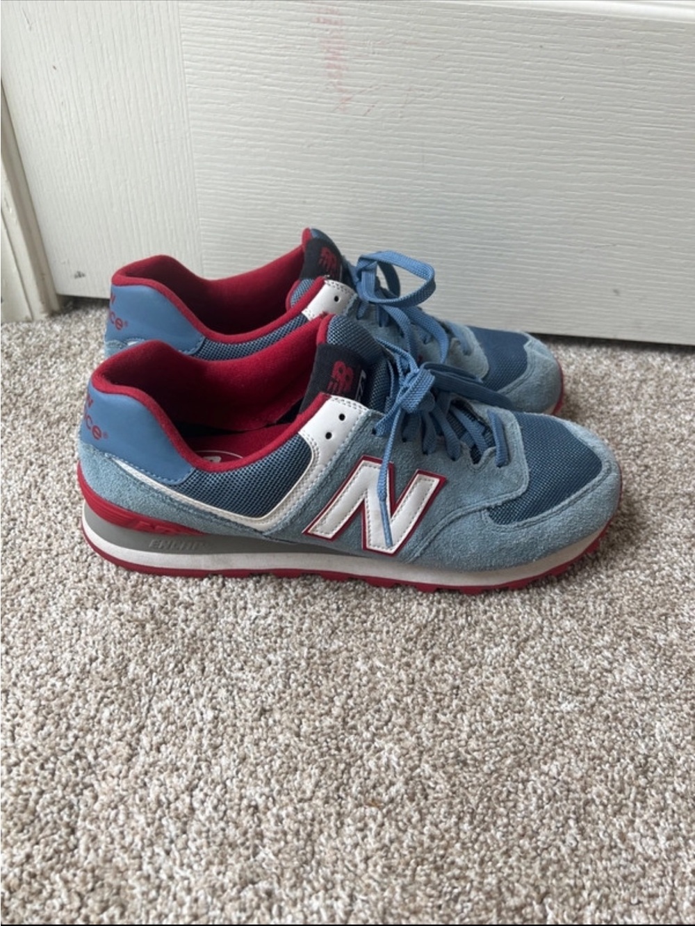 New Balance Blue and Red Men's Classic Suede-Blend Sneakers